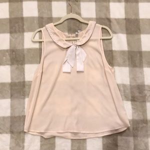 Lauren Conrad Baby Pink Tank With Floral Collar